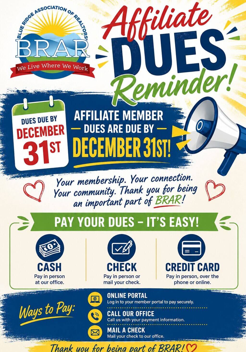 Affiliate Dues Reminder
